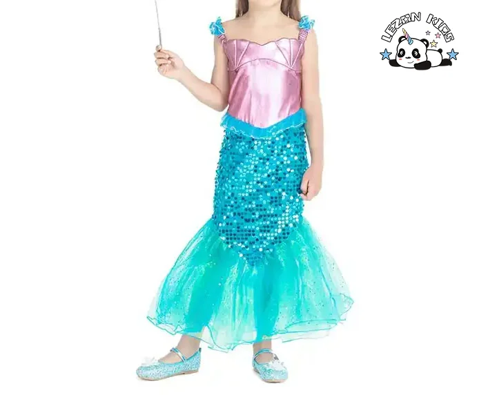 LEZONKIDS - European and American Foreign Trade Mermaid Princess Dress Girls' Dress Halloween Costume Children's Pearl Mermaid Skirt